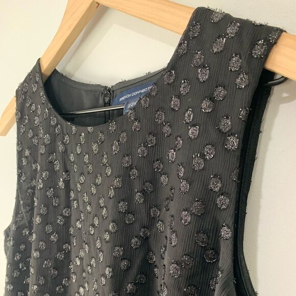 French Connection Black Glitter Dot Burnout Dress - Picture 5 of 9